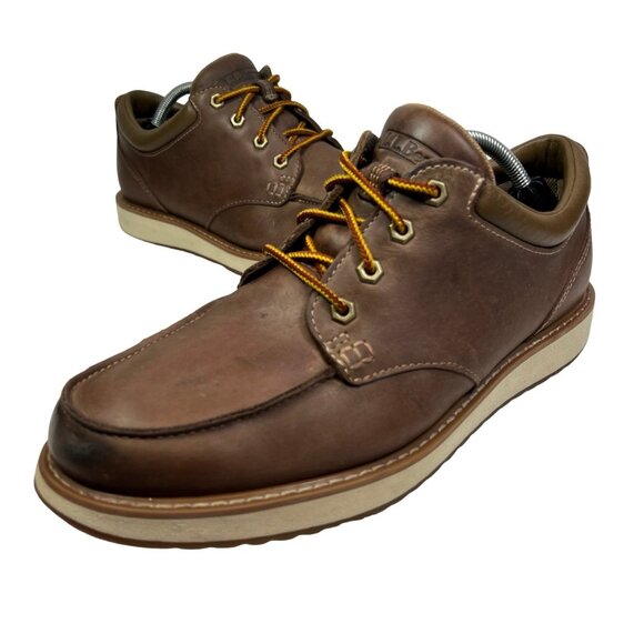 LL Bean Men's Stonington Moc Toe Leather Ankle Work Wedge Boots Size 10M Brown - Picture 2 of 8